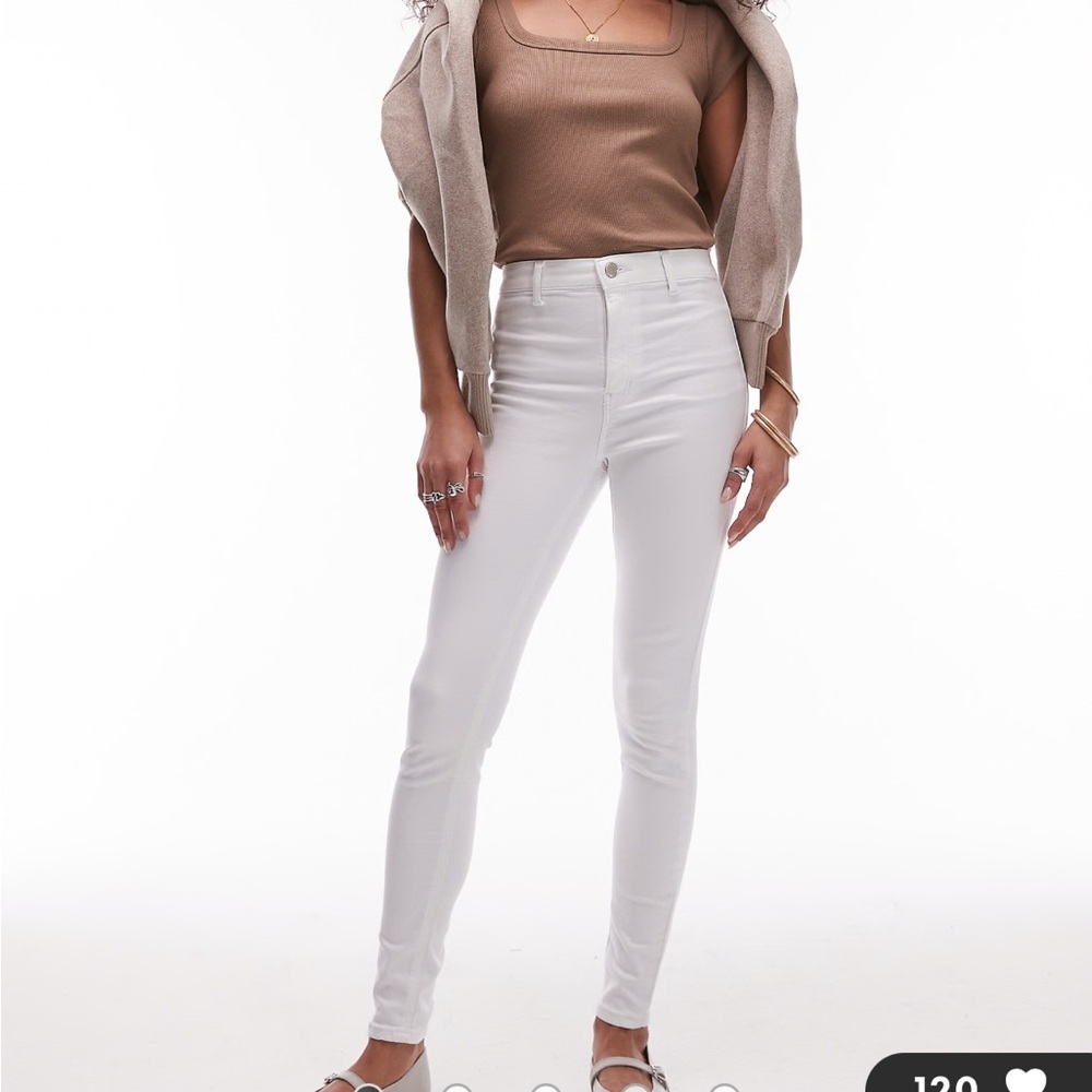 Topshop Joni Super High-Waisted Skinny Jeans in White Size 32